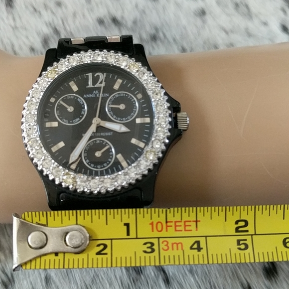 ANNE KLEIN Black Resin Crystal Lightweight Watch - Picture 8 of 9